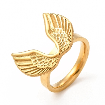 Ion Plating(IP) 304 Stainless Steel Ring, Wing, Golden, US Size 7, 3mm, Inner Diameter: 17.3mm
