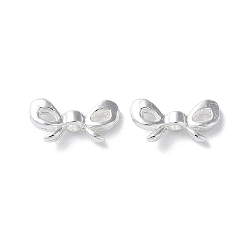 Alloy Beads, Long-Lasting Plated, Bowknot, Silver, 6x12x3mm, Hole: 1.6mm