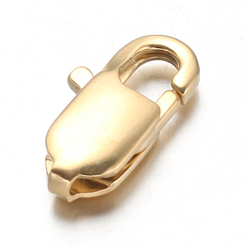Ion Plating(IP) 304 Stainless Steel Lobster Claw Clasps, Real 18k Gold Plated, 16x8x4mm, Hole: 1x1.5mm