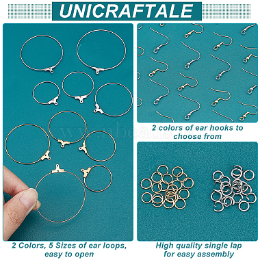 Kit para hacer aretes colgantes con anillo envolvente de alambre unicraftale DIY(DIY-UN0003-65)-4