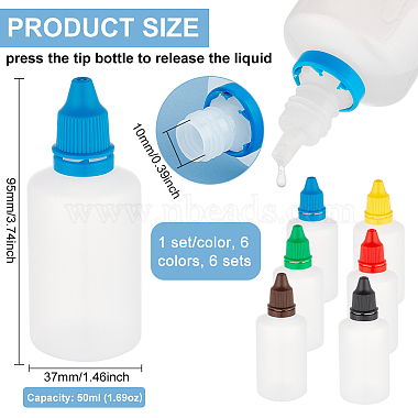 6 Sets 6 Colors Plastic Empty Dropper Bottle for Liquid(TOOL-BC0002-29)-2