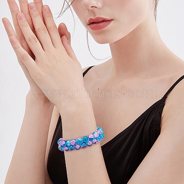 bracelet de perles tressées en verre rond étincelant(BJEW-SW00082-16)-4