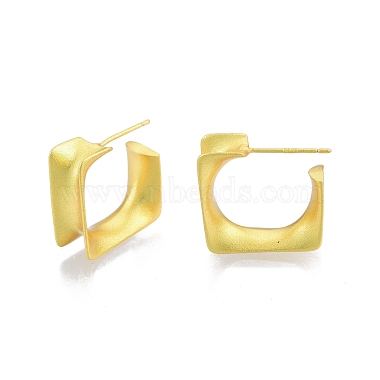 Rack Plating Brass Square Stud Earrings(EJEW-G322-06MG)-3