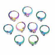 304 Stainless Steel Leverback Earring Findings, Ear Wire with Loop, Rainbow Color, 15x12~13x2mm, Hole: 1.4mm, Pin: 0.8mm(STAS-N098-004)