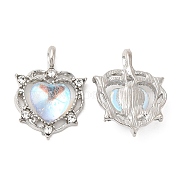 Zinc Alloy Pendants, Resin Imitation Gemstone Heart Charms, Platinum, 19.5x14.5x5mm, Hole: 1.6mm(PALLOY-Q449-01P)