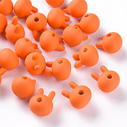 Acrylic Beads, Rubberized Style, Half Drilled, Rabbit, Dark Orange, 19x16.5x14.5mm, Hole: 3.5mm(OACR-S039-02-84)