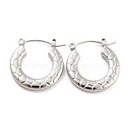 Texture Ring 304 Stainless Steel Hoop Earrings for Women, Stainless Steel Color, 23x22x3mm(EJEW-C067-05P)