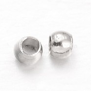 Rondelle Brass Crimp Beads, Platinum, 1.5mm, Hole: 0.5mm, about 1000pcs/5g(X-KK-L134-33P)