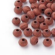 Imitation Wood Acrylic European Beads, Large Hole Beads, Round, Saddle Brown, 11x9mm, Hole: 4mm, about 880pcs/500g(SACR-Q186-13)