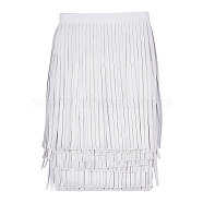 Elite 3 Meters PU Imitation Leather Tassels Trimming, for Costume Accessories, White, 200~250x0.5mm(DIY-PH0010-44C-01)