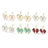 Natural Jade Dangle Earrings, with Cubic Zirconia and Rack Plating Brass Findings, Dyed, Butterfly, Mixed Color, 29.5~30x23~24mm(EJEW-M246-01G)