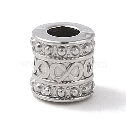 304 Stainless Steel Beads, Column with Infinity, Stainless Steel Color, 8.5x8mm, Hole: 4mm(STAS-Z058-03P-01)