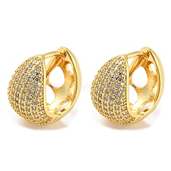 Brass Micro Pave Clear Cubic Zirconia Thick Hoop Earrings, Long-Lasting Plated, Cadmium Free & Lead Free, Real 18K Gold Plated, 18x19x12mm(EJEW-Q785-07G)