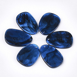 Resin Pendants, Imitation Gemstone, Oval, Blue, 40~42x28~30x4mm, Hole: 3mm(X-RESI-S374-37A)