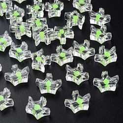Transparent Acrylic Beads, Bead in Bead, Crown, Lawn Green, 14x17.5x7mm, Hole: 2mm, about 581pcs/500g(MACR-S373-105-B06)