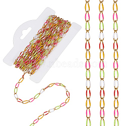 Stainless Steel Enamel Curb Chains, Soldered, Golden, Mixed Color, 9.5x4x1mm(CHS-WH0009-07G-04)