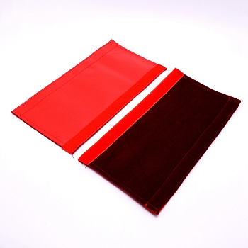 Pleuche with PU Leather Door Handle Protective Casing, Dark Red, 30x16x0.45cm, 2pcs/pair
