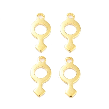 304 Stainless Steel Charms, Male Gender Sign Charm, Real 18K Gold Plated, 12.5x6x1mm, Hole: 1.4mm