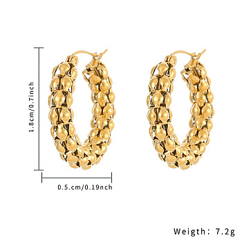 304 Stainless Steel Hoop Earrings for Women, Golden, 18x5mm