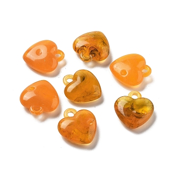 Opaque Acrylic Beads, Two Tone, Heart, Dark Orange, 18x16.5x8mm, Hole: 2mm