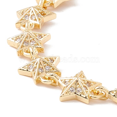 Clear Cubic Zirconia Pentagram Star Link Chains Bracelet(BJEW-I301-14G)-2