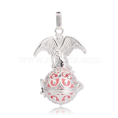 Silver Color Plated Brass Hollow Round Cage Pendants(KK-J248-03S)-2