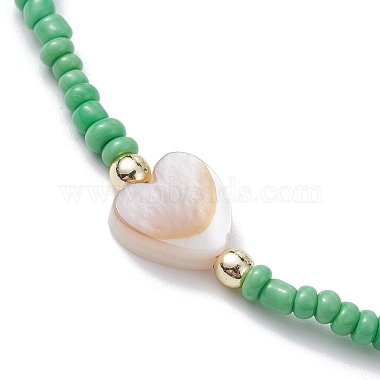 5Pcs 5 Colors Natural Shell Heart & Seed Braided Bead Bracelets Set(BJEW-JB10039-03)-4