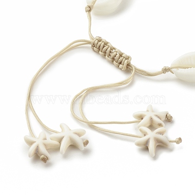 Acrylic Shell Braided Bead Bracelet with Synthetic Turquoise(Dyed) Starfish(BJEW-JB08058-01)-6