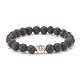 Natural Lava Rock Stretch Bracelet with Alloy Cross Coin(BJEW-JB08192-03)-1