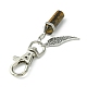 Natural Gemstone Double Terminated Pointed Pendant Decorations with Alloy Wing Charm(HJEW-JM01149)-3