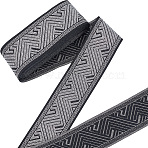 Polyester Embroidery Paillette Ribbon, Clothes Accessories, Black, 2 inch(50mm)(OCOR-WH20003-46)