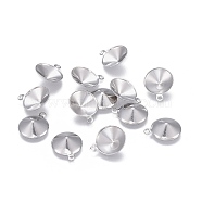 201 Stainless Steel Charms Pointed Back Rhinestone Settings, Cone, Stainless Steel Color, Fit for 10mm rhinestone, 13x10.5x3.2mm, Hole: 1mm(X-STAS-P236-22P)