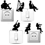 6Pcs Plant PVC Plastic Waterproof Self-adhesive Stickers Set, Light Switch Decals for Wall Decoration, Human, 180x180mm(DIY-WH0692-005)