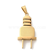 PVD Vacuum Plating 304 Stainless Steel Pendants, Plug Charms, Golden, 43x21x7mm, Hole: 9x4.5mm(STAS-L081-041G-1)