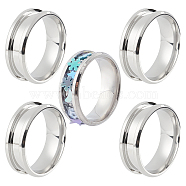 SUNNYCLUE 5Pcs 201 Stainless Steel Grooved Finger Ring Settings, Ring Core Blank, for Inlay Ring Jewelry Making, Stainless Steel Color, US Size 10 1/4(19.9mm)(FIND-SC0003-16P)