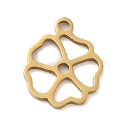 304 Stainless Steel Charms, Laser Cut, Real 18K Gold Plated, Flower, 13.5x11x1mm, Hole: 1mm(STAS-S123-01G-08)