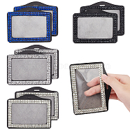 8Pcs 4 Colors Rectangle Fiber ID Card Holder, with Resin Rhinestone, for Business Id Card, Mixed Color, 78x100x5mm, 2pcs/color(AJEW-NB0003-09)