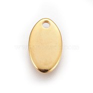201 Stainless Steel Stamping Blank Tag Pendants, Oval, Real 24k Gold Plated, 12.5x7.5x1.2mm, Hole: 1.5mm(STAS-I100-26G)