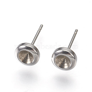 304 Stainless Steel Post Stud Earring Settings, for Pointed Back Xilion Rivoli Rhinestone, Stainless Steel Color, Fit For: 4mm Rhinestone, 14x6.5mm, Pin: 0.7mm(STAS-E446-02B-P)