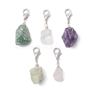 Nuggets Raw Natural Gemstone Pendant Decoration, with Alloy Lobster Claw Clasps, 31~40mm(HJEW-JM01415)