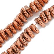 Electroplated Natural Lava Rock Beads Strands, Triangle, Rose Gold Plated, 7.5x6.5x3mm, Hole: 1mm, about 132pcs/strand, 15.75''(40cm)(G-I360-H01-03)