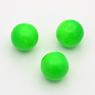 No Hole Spray Painted Fluorescence Brass Round Ball Beads Fit Cage Pendants, Lawn Green, 14mm(KKB-J004-01)