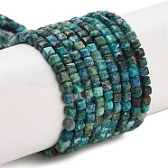 Natural Chrysocolla and Lapis Lazuli Beads Strands, Faceted Table Cut Cube, 1.5~2.5x1.5~2.5x1.5~2mm, Hole: 0.4mm, about 183~186pcs/strand, 15.35~15.55''(39~39.5cm)(G-H042-B39-01)