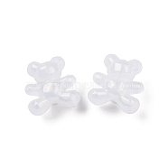Opaque Acrylic with Glitter Powder Beads, Bear, White, 17x16x11mm, Hole: 3mm(X-SACR-G024-05)