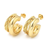 Rack Plating Brass Round Stud Earrings, Split Earrings for Women, Long-Lasting Plated, Cadmium Free & Lead Free, Real 18K Gold Plated, 20x12x20mm(EJEW-D068-04G)