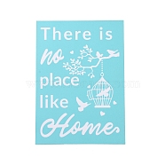 Olycraft 2Pcs Self-Adhesive Silk Screen Printing Stencil, Word There is no place like Home, for Painting on Wood, DIY Decoration T-Shirt Fabric, Turquoise, Bird & Birdcage Pattern, 19.5x14cm, 2pcs/set(DIY-OC0008-075)