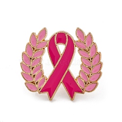 Awareness Ribbon Theme Enamel Pins, Light Golden Alloy for Backpack Clothes, Leaf, 22x25mm(JEWB-F035-01D)