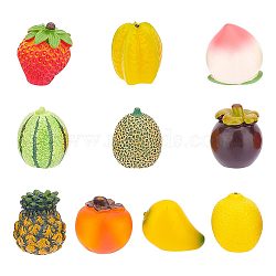 10Pcs 10 Styles Imitation Fruit Resin Display Decorations, Micro Landscape Decoration Accessories, Mixed Color, 24.5~34x17.5~28x26~32mm, 1pc/style(DJEW-NB0001-34)