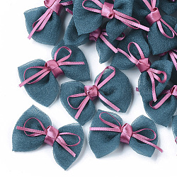 Handmade Woven Costume Accessories, Bowknot & Hair Bows, Teal, 35~40x44.5~48x12~14mm(WOVE-T014-01A)