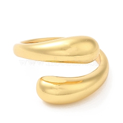 Brass Teardrop Open Cuff Ring for Women, Cadmium Free & Lead Free, Real 18K Gold Plated, US Size 7 1/4(17.5mm)(RJEW-M148-03G)